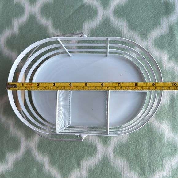 White enamel Metal Storage Basket or utensil holder - Picture 6 of 8